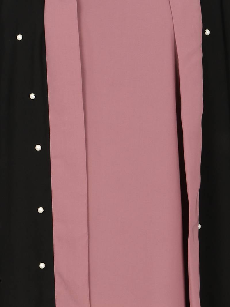 Nazneen Contrast Cuff, Placket , Inner Pearls Beaded Dubai Kaftan