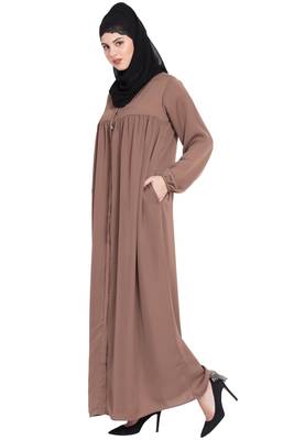 Nazneen Front Open Gather At Bust Casual Abaya 2