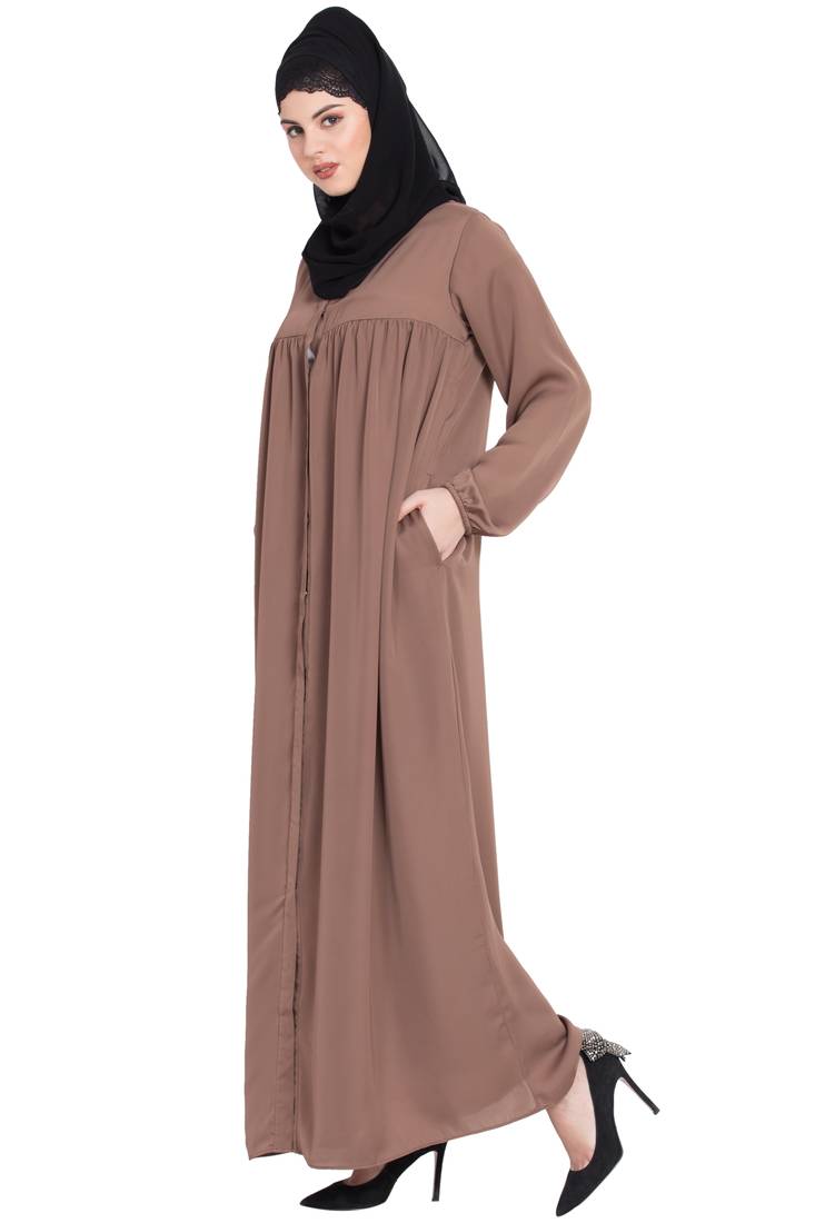 Nazneen Front Open Gather At Bust Casual Abaya