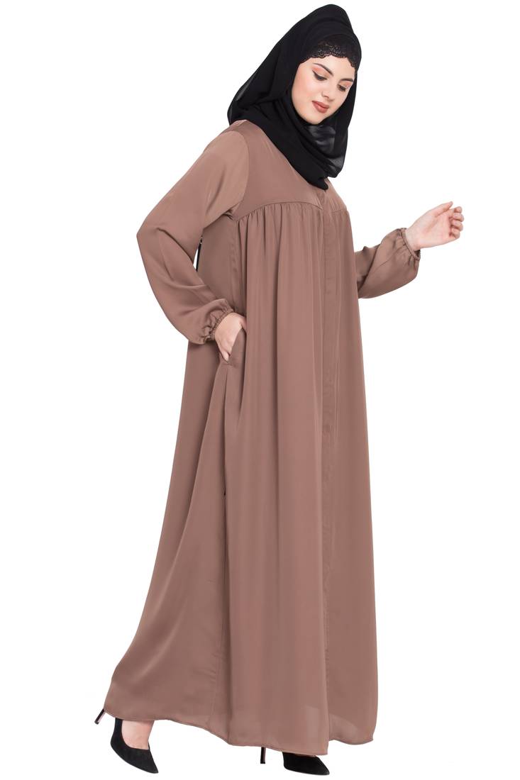 Nazneen Front Open Gather At Bust Casual Abaya