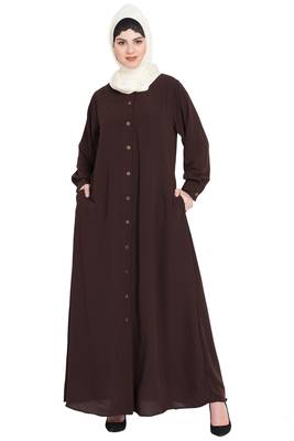 Nazneen Front Open Cuff And Band Casual Abaya 1