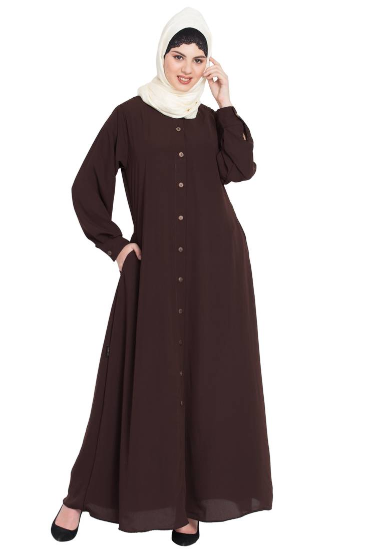 Nazneen Front Open Cuff And Band Casual Abaya