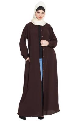 Nazneen Front Open Cuff And Band Casual Abaya 5