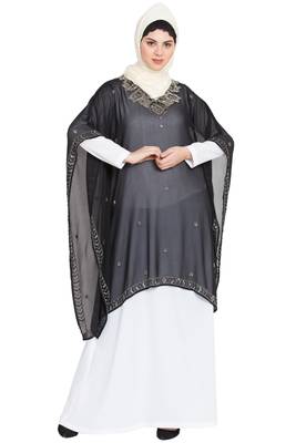 Nazneen Double Layer Embellished Party Abaya 2