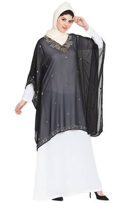 Nazneen Double Layer Embellished Party Abaya 4
