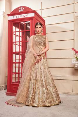 Cream Embroidered Silk Stitched Lehenga 1
