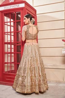 Cream Embroidered Silk Stitched Lehenga 2