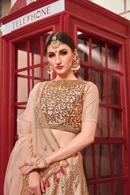 Cream Embroidered Silk Stitched Lehenga 3