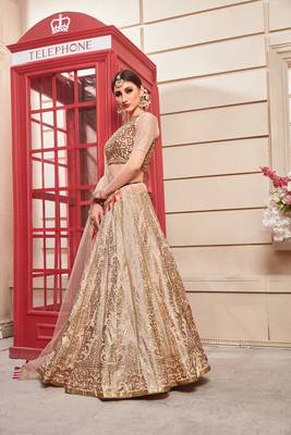 Cream Embroidered Silk Stitched Lehenga 4