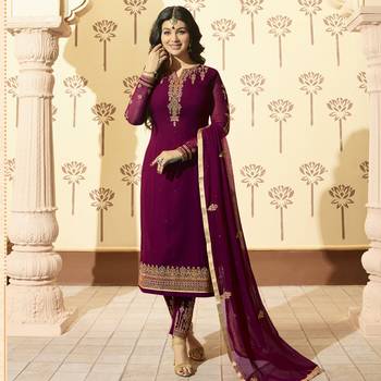 Wine Georgette Ayesha Takia Salwar Kameez 1