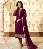 Wine Georgette Ayesha Takia Salwar Kameez