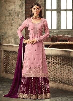 Pink embroidered georgette salwar 1