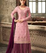 Pink embroidered georgette salwar
