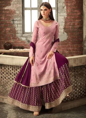 Pink embroidered georgette salwar 3
