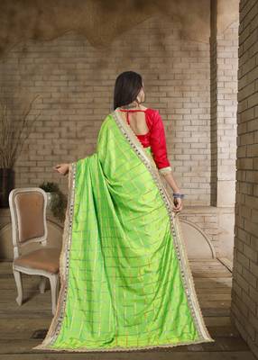 Light green embroidered pure silk saree with blouse 2