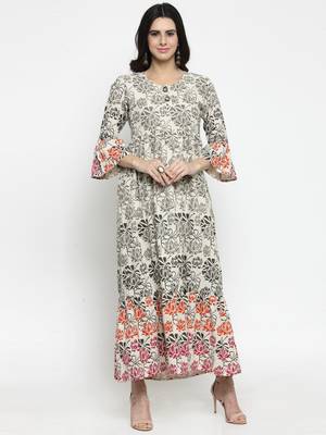 Indibelle Off-white woven cotton kurtas-and-kurtis 1