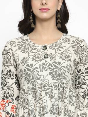 Indibelle Off-white woven cotton kurtas-and-kurtis 2