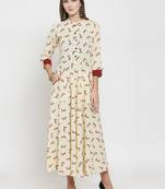 Indibelle Cream woven cotton kurtas-and-kurtis