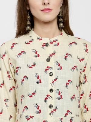 Cream woven cotton kurtas-and-kurtis 2