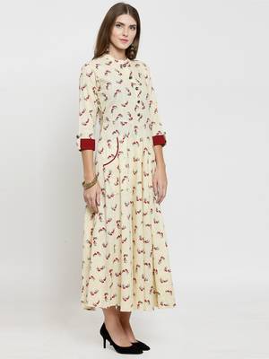 Cream woven cotton kurtas-and-kurtis 5