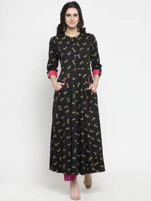 Indibelle Black woven cotton kurtas-and-kurtis 1