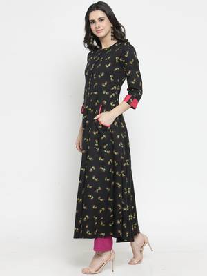 Indibelle Black woven cotton kurtas-and-kurtis 4