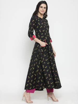 Indibelle Black woven cotton kurtas-and-kurtis 5