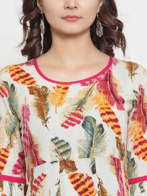 Indibelle Cream woven cotton kurti 2