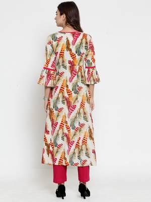 Indibelle Cream woven cotton kurti 3