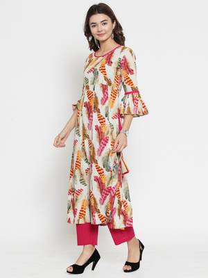 Indibelle Cream woven cotton kurti 4