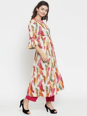 Indibelle Cream woven cotton kurti 5