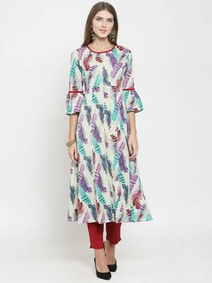 Beige woven cotton kurtas-and-kurtis 1