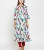 Indibelle Beige woven cotton kurtas-and-kurtis