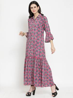 Indibelle Grey woven viscose rayon kurtas-and-kurtis 4