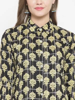 Indibelle Black woven viscose rayon kurtas-and-kurtis 2
