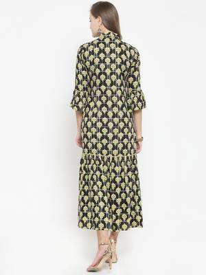 Indibelle Black woven viscose rayon kurtas-and-kurtis 3