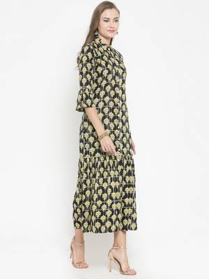 Indibelle Black woven viscose rayon kurtas-and-kurtis 5