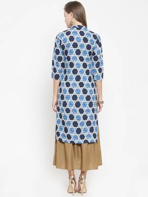 Indibelle Blue woven viscose rayon kurtas-and-kurtis 3