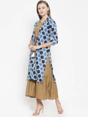 Indibelle Blue woven viscose rayon kurtas-and-kurtis 4