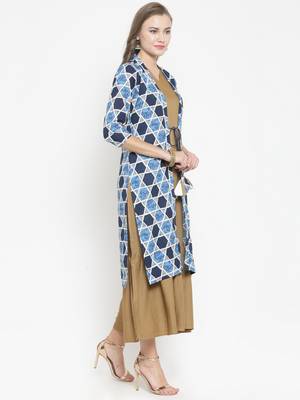 Indibelle Blue woven viscose rayon kurtas-and-kurtis 5