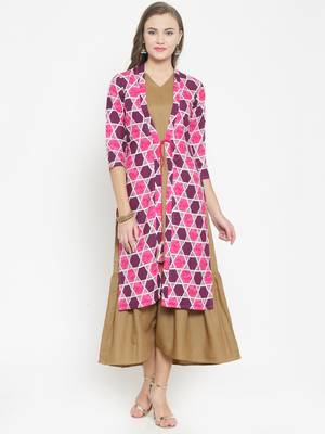 Indibelle Pink woven viscose rayon kurtas-and-kurtis 1