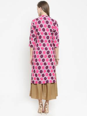Indibelle Pink woven viscose rayon kurtas-and-kurtis 3