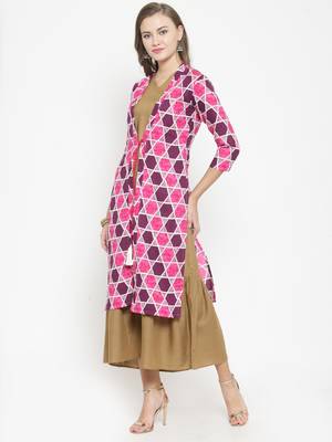 Indibelle Pink woven viscose rayon kurtas-and-kurtis 4