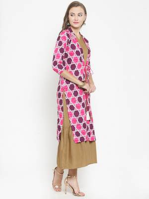 Indibelle Pink woven viscose rayon kurtas-and-kurtis 5