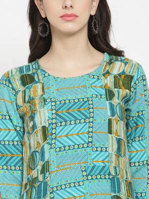 Teal woven viscose rayon kurtas-and-kurtis 2