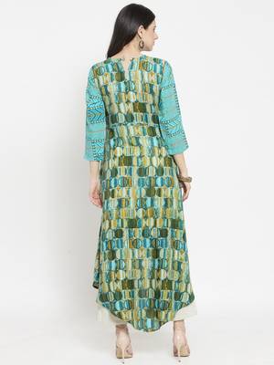 Teal woven viscose rayon kurtas-and-kurtis 3