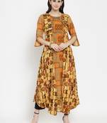 Indibelle Orange woven viscose rayon kurtas-and-kurtis