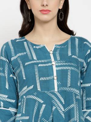 Indibelle Teal woven viscose rayon kurtas-and-kurtis 2