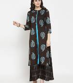 Indibelle Brown woven viscose rayon kurtas-and-kurtis