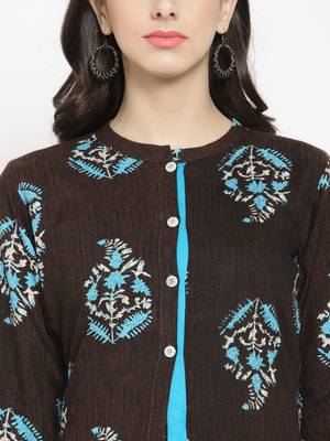 Indibelle Brown woven viscose rayon kurtas-and-kurtis 2